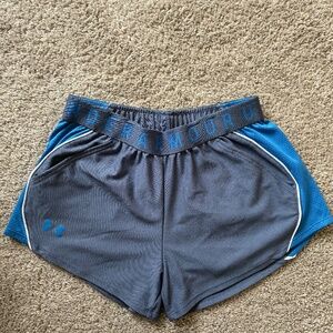 Women's Under Armour Play Up Colorblock Shorts Grayish Blue Size Small